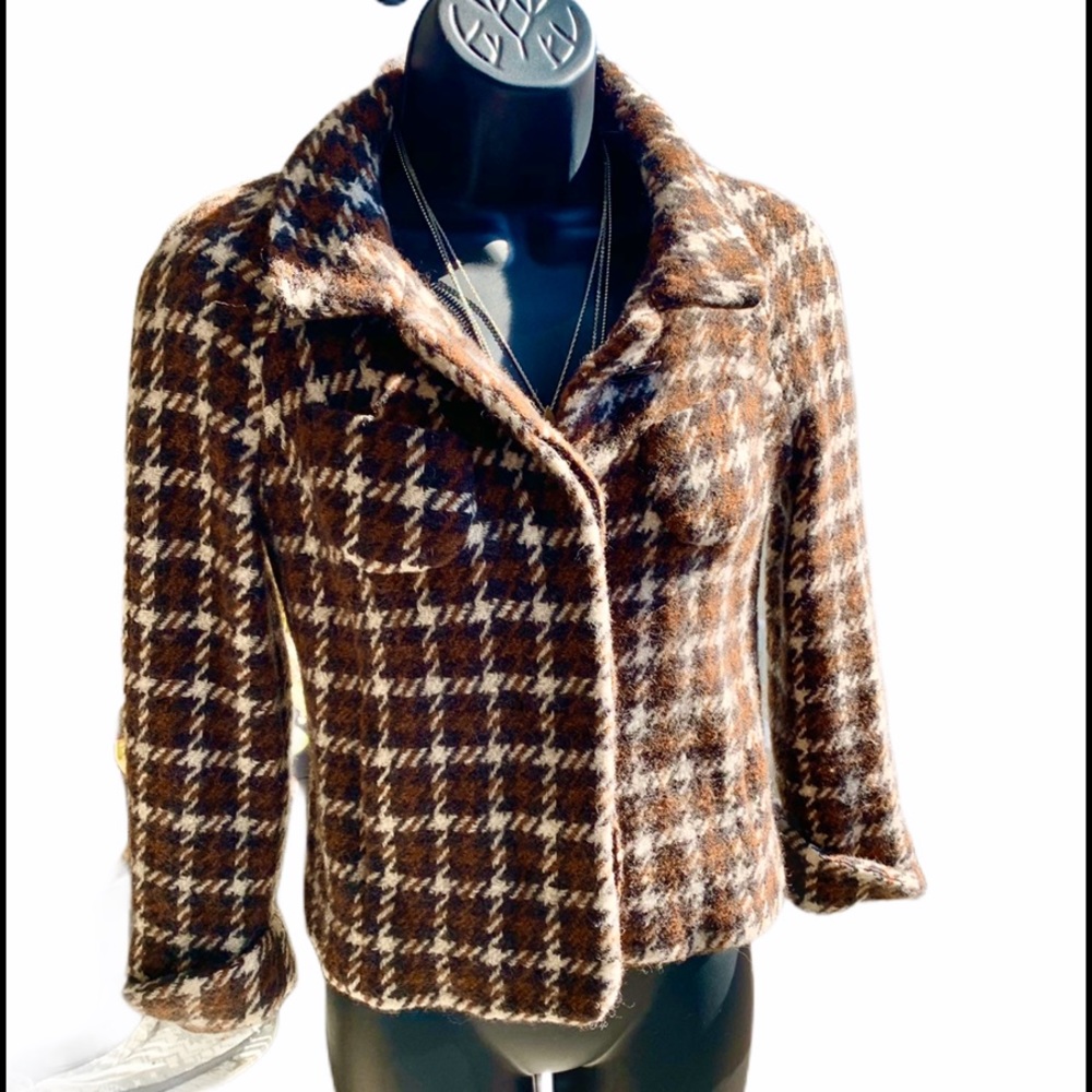 BANANA REPUBLIC Houndstooth Cropped Wool Coat